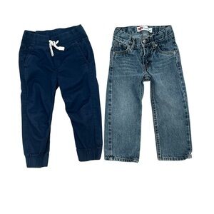 Levis Blue Denim Jeans & H&M Navy Joggers - Kids Bottoms Set